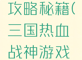 三国热血战神游戏攻略秘籍(三国热血战神游戏攻略秘籍大全)