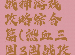 三国热血战神游戏攻略综合篇(热血三国3国战攻略)