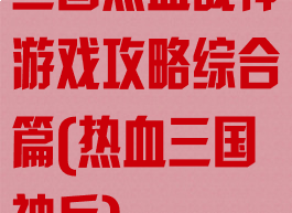 三国热血战神游戏攻略综合篇(热血三国神兵)