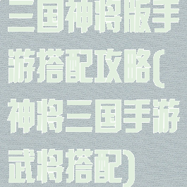 三国神将版手游搭配攻略(神将三国手游武将搭配)