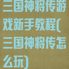 三国神将传游戏新手教程(三国神将传怎么玩)