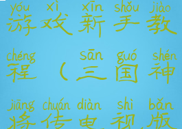 三国神将传游戏新手教程(三国神将传电视版攻略)