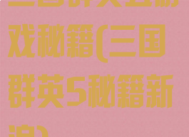 三国群英五游戏秘籍(三国群英5秘籍新浪)