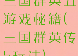 三国群英五游戏秘籍(三国群英传5玩法)