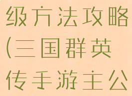 三国群英传手游主公升级方法攻略(三国群英传手游主公升级方法攻略视频)