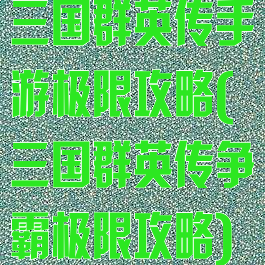 三国群英传手游极限攻略(三国群英传争霸极限攻略)