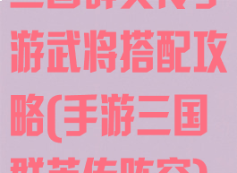 三国群英传手游武将搭配攻略(手游三国群英传阵容)