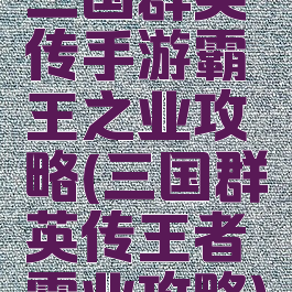 三国群英传手游霸王之业攻略(三国群英传王者霸业攻略)