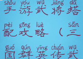 三国群英录手游武将搭配攻略(三国群英传武将攻略)