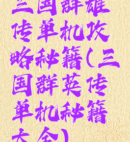 三国群雄传单机攻略秘籍(三国群英传单机秘籍大全)