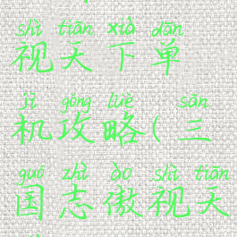 三国之傲视天下单机攻略(三国志傲视天下攻略)