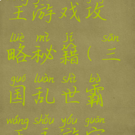 三国乱世霸王游戏攻略秘籍(三国乱世霸王手游官网)