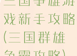 三国争雄游戏新手攻略(三国群雄争霸攻略)