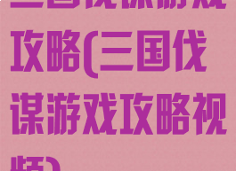 三国伐谋游戏攻略(三国伐谋游戏攻略视频)