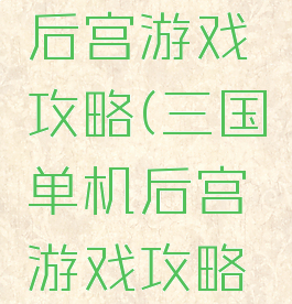 三国单机后宫游戏攻略(三国单机后宫游戏攻略视频)