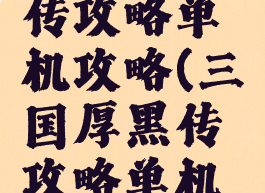 三国厚黑传攻略单机攻略(三国厚黑传攻略单机攻略下载)