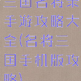 三国名将录手游攻略大全(名将三国手机版攻略)