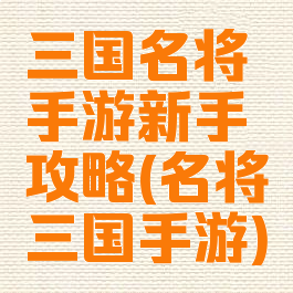 三国名将手游新手攻略(名将三国手游)
