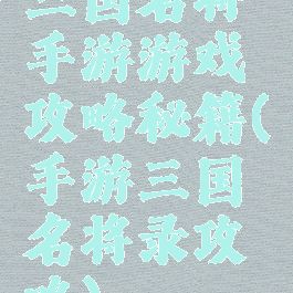 三国名将手游游戏攻略秘籍(手游三国名将录攻略)