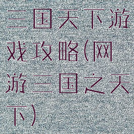 三国天下游戏攻略(网游三国之天下)