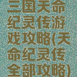 三国天命纪灵传游戏攻略(天命纪灵传全部攻略)