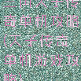 三国天子传奇单机攻略(天子传奇单机游戏攻略)