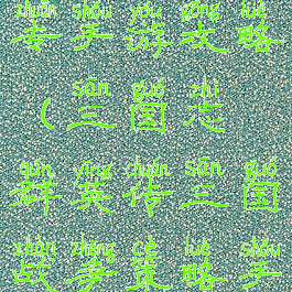 三国志群英专手游攻略(三国志群英传三国战争策略手游)