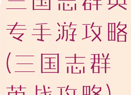 三国志群英专手游攻略(三国志群英战攻略)