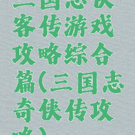 三国志侠客传游戏攻略综合篇(三国志奇侠传攻略)