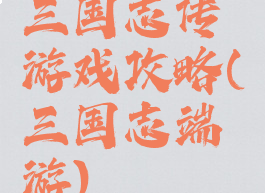 三国志传游戏攻略(三国志端游)