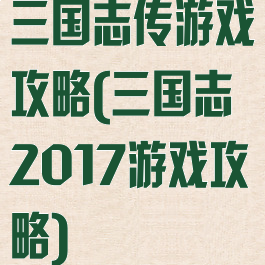 三国志传游戏攻略(三国志2017游戏攻略)