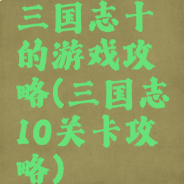 三国志十的游戏攻略(三国志10关卡攻略)