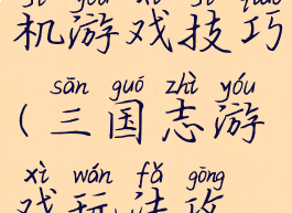 三国志单机游戏技巧(三国志游戏玩法攻略)