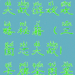 三国志卡牌大战游戏攻略秘籍(三国志大战1卡牌全图鉴)