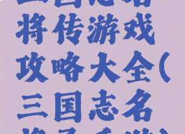 三国志名将传游戏攻略大全(三国志名将录手游)