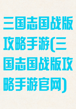 三国志国战版攻略手游(三国志国战版攻略手游官网)