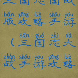 三国志国战版攻略手游(三国志大战手游攻略)