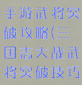 三国志大战手游武将突破攻略(三国志大战武将突破技巧)