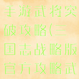 三国志大战手游武将突破攻略(三国志战略版官方攻略武将搭配)