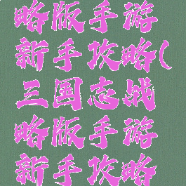 三国志战略版手游新手攻略(三国志战略版手游新手攻略大全)