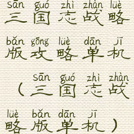 三国志战略版攻略单机(三国志战略版单机)