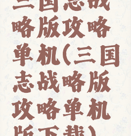 三国志战略版攻略单机(三国志战略版攻略单机版下载)