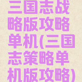 三国志战略版攻略单机(三国志策略单机版攻略)
