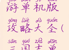 三国志手游单机版攻略大全(三国志单机端游)