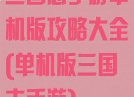 三国志手游单机版攻略大全(单机版三国志手游)