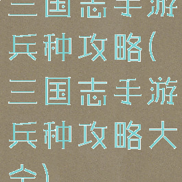 三国志手游兵种攻略(三国志手游兵种攻略大全)