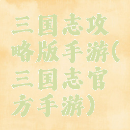 三国志攻略版手游(三国志官方手游)