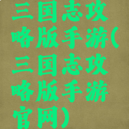 三国志攻略版手游(三国志攻略版手游官网)