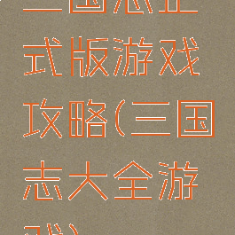 三国志正式版游戏攻略(三国志大全游戏)