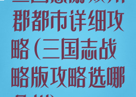 三国志游戏州郡都市详细攻略(三国志战略版攻略选哪个州)
